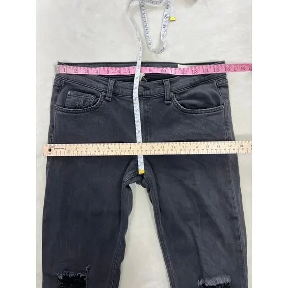Rag & Bone Skinny Dark Gray Soft Rock Mid Rise Jeans Distressed 30 Y2K - Picture 7 of 8